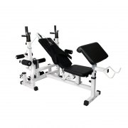 BANC DE MUSCULATION UNIVERSEL + SET HALTÈRES DISQUES EN FONTE ET BARRES 108KG - 