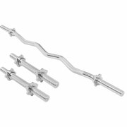 SET D'HALTERES LONG CURL ET COURTS 70KG disques en caoutchouc noir - 